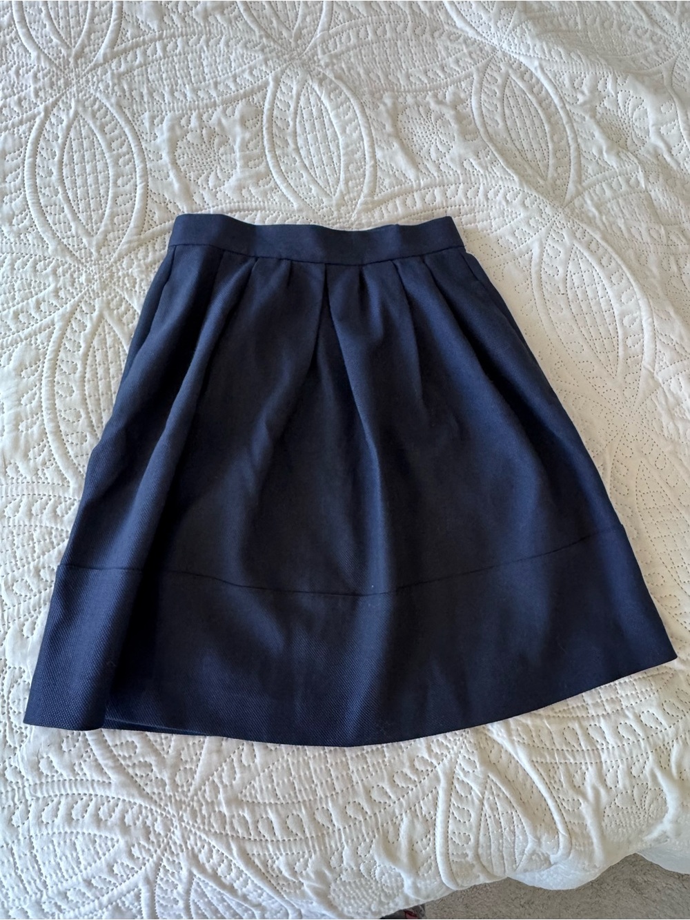 Massimo Dutti Navy A-Line Pleated Skirt